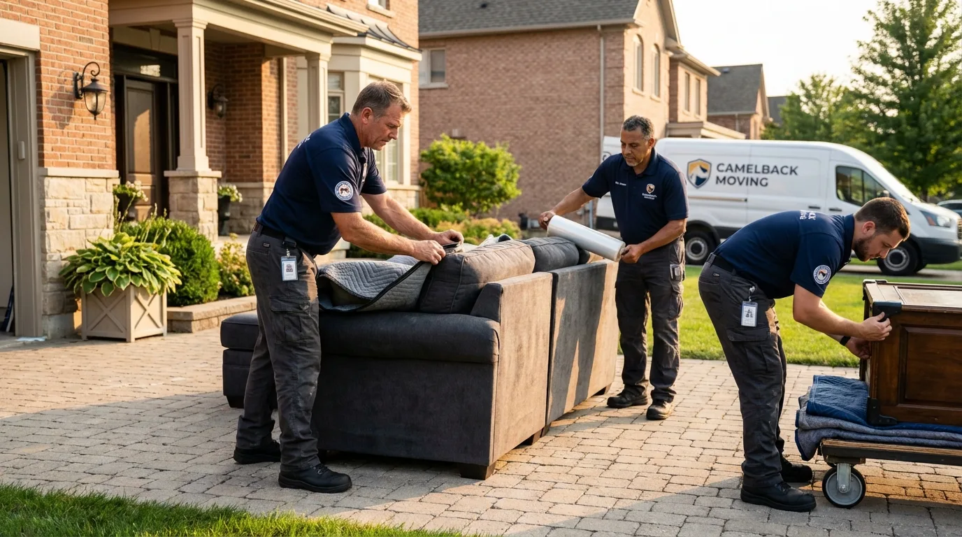 Large estate moving crew wrapping furniture in Holland, MA