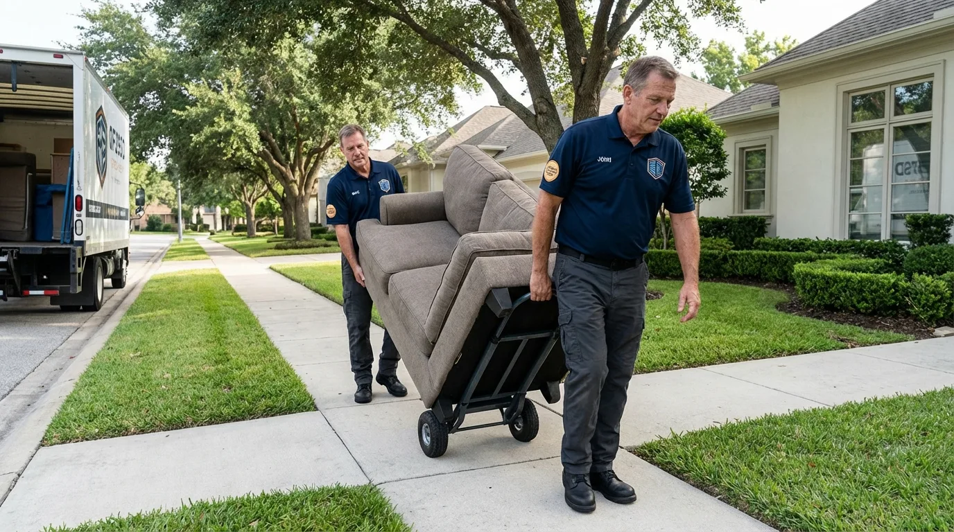 Local residential moving crew loading furniture in Holland, MA